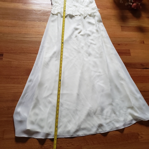 Scott McClintock 2000's VTG Ivory Lace long Embroidery Prom Wedding Dress sz 10 - Picture 7 of 9